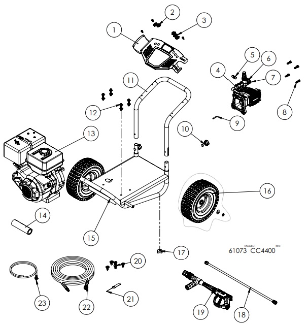 Cub Cadet Power washer 61073 replacement parts